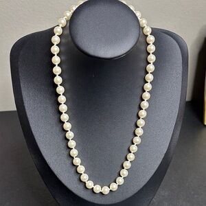 RMN Faux Pearl Knotted Classy Necklace Gold Tone